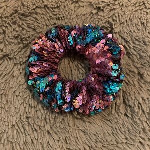 Purple and blue scrunchie